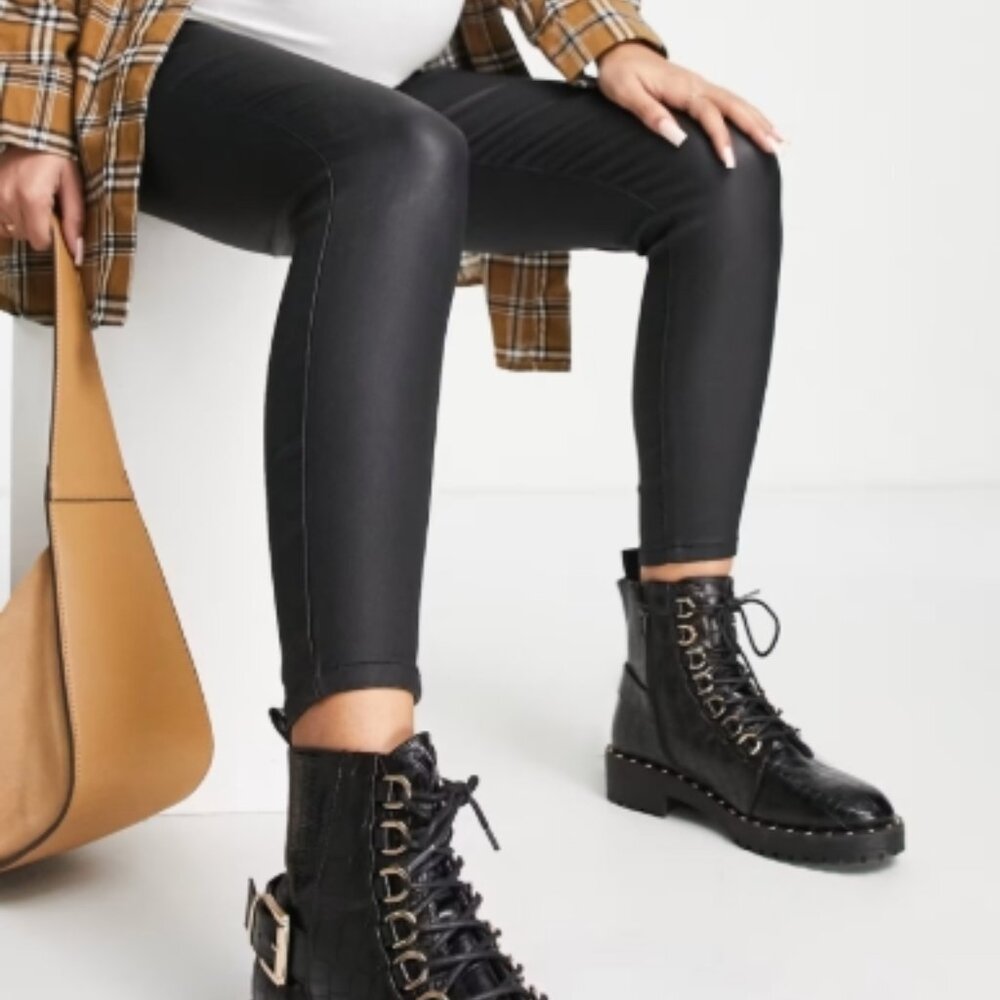 Urban Bliss Maternity coated denim jeans in black